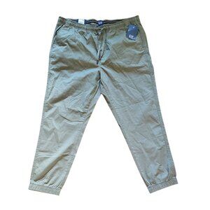 Gap Twill Jogger Elastic Waist Ankle Drawstring Flexible Army Green Clover NEW